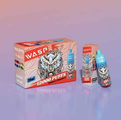 Waspe 12000 Puffs Big Puff Vape Mesh Coil LED Brilhante Caixa de Vape descartável