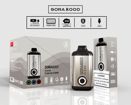 Sora 8000 Puff Recarregável E Cigarette Mix Frutas Falvors Vape Pen descartável
