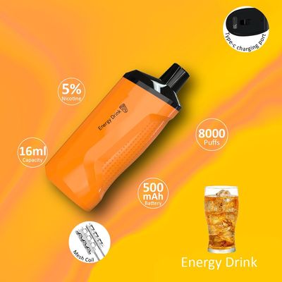 5% 50 mg Força de nicotina EUA Vapor com 000 puffs e materiais plásticos