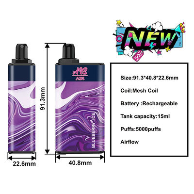 do gelo grande do mirtilo de Vape do sopro do Cig de 15ml 5000puffs Mesh Coil E vagem descartável 950mah