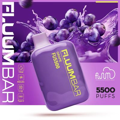 12ml Fluum Bar pré-preenchido 5500 sabores de suco Vape descartável 650mAh