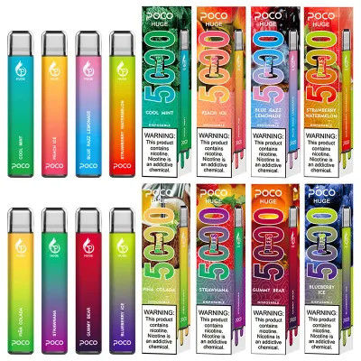 POCO Huge 5000 Puff Vapor Disponível Cigarro E 2% / 5% Nic Sal Recarregador 950mah