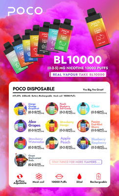 Modelo de Vapor de Alto Desempenho Grande Puff Sem POCO 10000 Puffs de Cor Mista Nic 0% para o seu