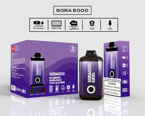 OEM 14ml 8000 puffs aromatizados de vaporizador descartável Sora Pen 1.1ohm rede de bobina