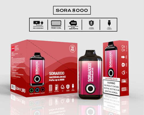 Sora 8000 650mah tipo-C recarregável Vape Pen descartável 14ml 650mah