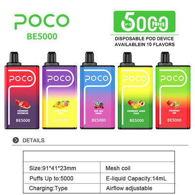POCO BE5000 Puffs 50mg Nicotina Vapor descartável 14ml Suco pré-cheio 1200mAh
