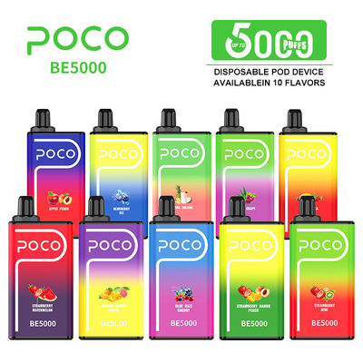 POCO BE5000 Puffs Vape Pen descartável com fluxo de ar ajustável 1200mah