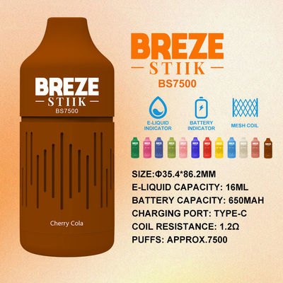 7500 Vape pré-cheio descartável com ponta redonda 200 pcs/caixão