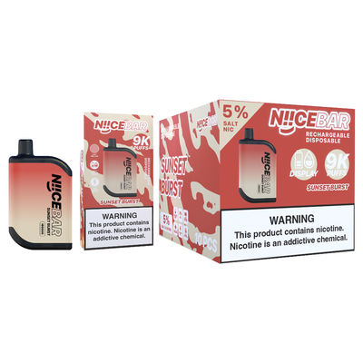 Nice Bar 9000puffs Big Puff Vape Vape descartável com display LED
