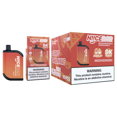 Nice Bar 9000puffs Big Puff Vape Vape descartável com display LED