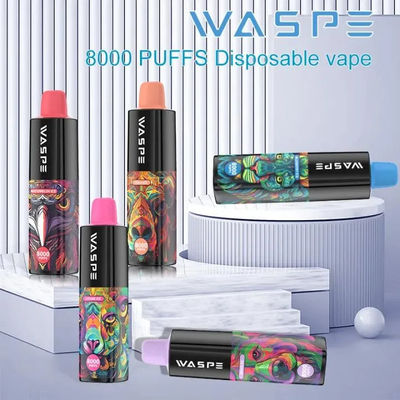 10 Sabores 8000Puffs Vape Pen descartável com fluxo de ar ajustável e cabo de carregamento tipo-C
