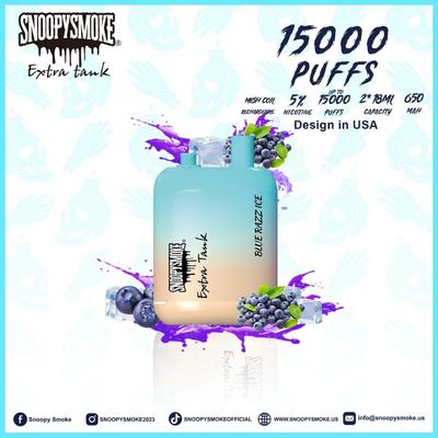 15000 puffs Vape de sabor a frutas Dupla bateria de 18 ml com bateria recarregável tipo C de 650 mAh