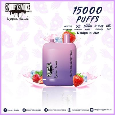 15000 puffs Vape de sabor a frutas Dupla bateria de 18 ml com bateria recarregável tipo C de 650 mAh