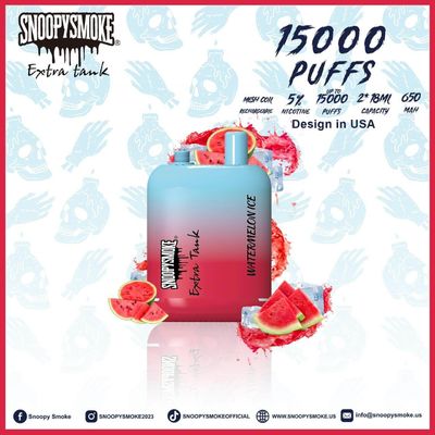 15000 puffs Vape de sabor a frutas Dupla bateria de 18 ml com bateria recarregável tipo C de 650 mAh