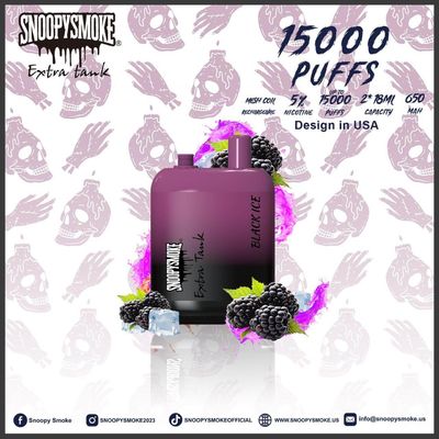 Bateria recarregável de tipo C com 15000 puffs sabor de fruta bobina de malha de 1,2 ohm